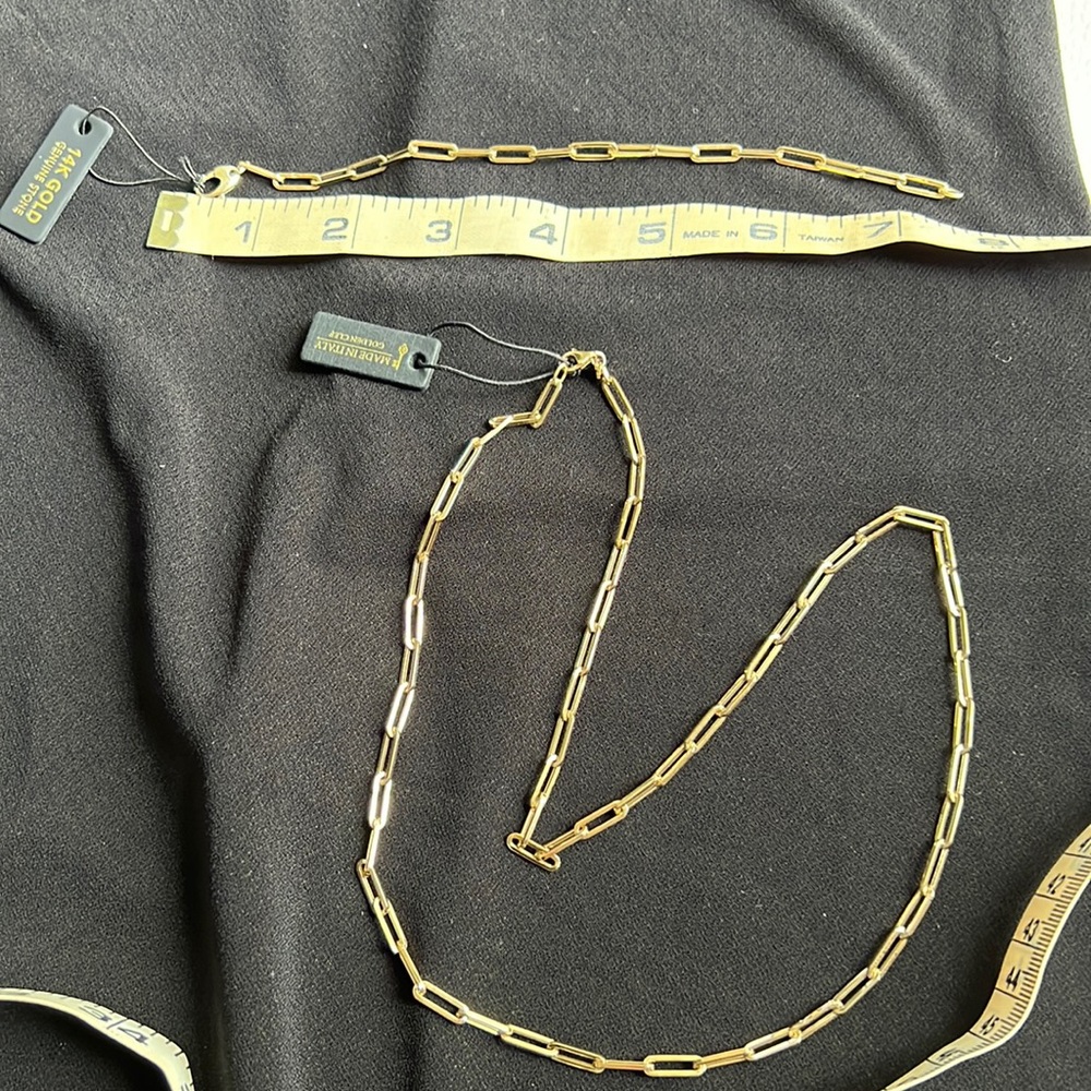 14 Kt Italian yellow gold SET necklace and bracelet paperclip 📎